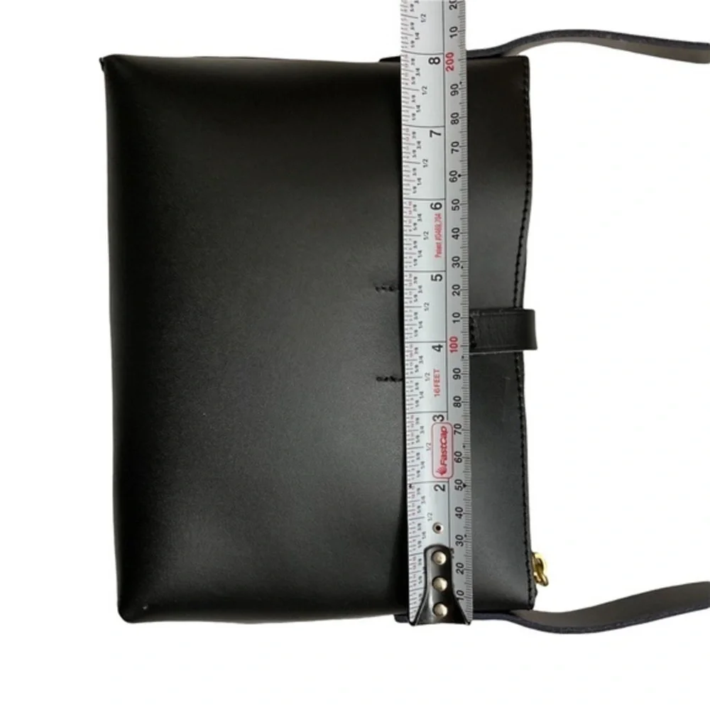 J. Crew smooth black leather crossbody bag